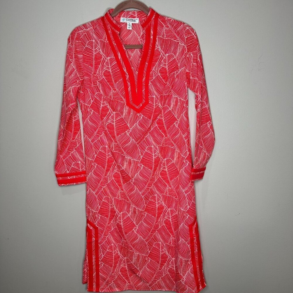 Coolibar Tunic Cover Up Size XS Pink Red UPF 50 Vacation Beach Cruise Resort